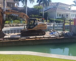 A newly constructed boat dock at a property in Orlando.